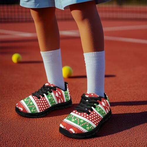 Kids Christmas Sneaker Cozy Lightweight Breathable Tennis Shoes for Litter Kids Lace-Up Anti-Slip Footwear Running Shoes for Big Kid US 11-53