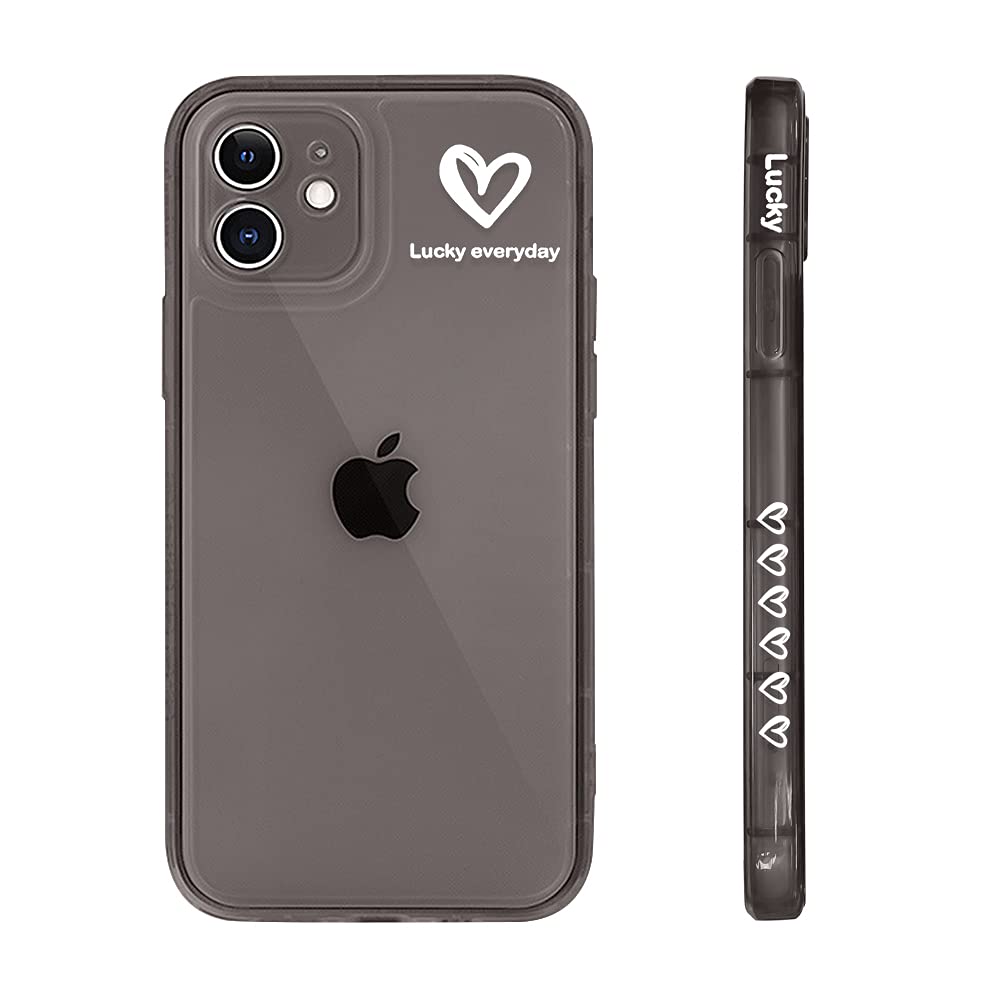 FycykoCompatible with iPhone 11 Case for Clear Simple Cute Heart Pattern for Girls Teenager Fashion Slim Soft Flexible TPU Rubber for iPhone 11-Black-H
