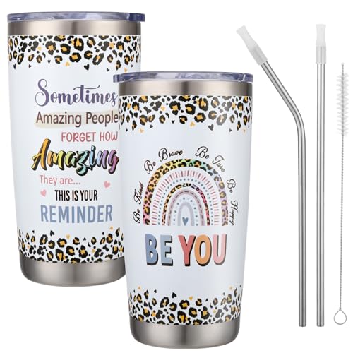 saerryor Leaving Gifts for Women Inspirational Coffee Cup with Straw Lid