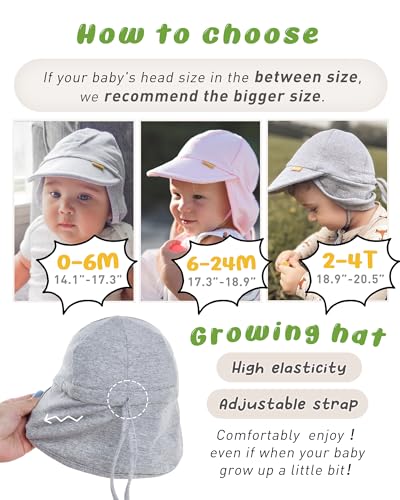FURTALK Cotton Baby Toddler Sun Hat UPF 50+ UV Protection Kids Unisex Girls & Boys Summer Cap with Adjustable Chin Strap Neck Flap - Image 5
