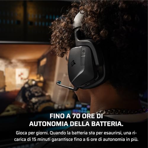 CORSAIR VOID v2 Cuffie da Gioco Wireless con Bluetooth per PC, PS5, PS4, Switch e Dispositivi Mobili – Dolby Atmos, Multipiattaforma Dual Wireless, Batteria di Lunga Durata, Ricarica Rapida – Carbonio - Tastiera gaming - Immagine 5