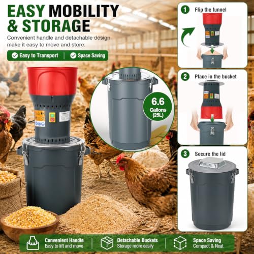 Image of 6.6 Gallon Electric Corn Grinder Mill for Chicken Feed, Grain Mill Grinder with 7 Sieves, Heavy Duty Feed Grinder for Corn, Wheat, Rice, Flour, Livestock Feed, Farm & Homestead Use-Red