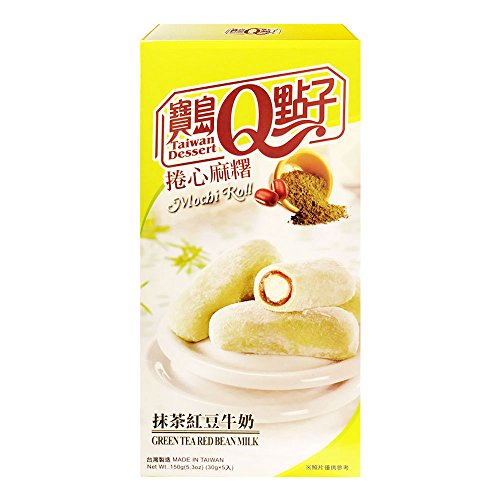Taiwan Dessert - Mochi Rollitos De Mochi Con Masa De Arroz Sabor A Matcha Relleno De Soja Roja 150G