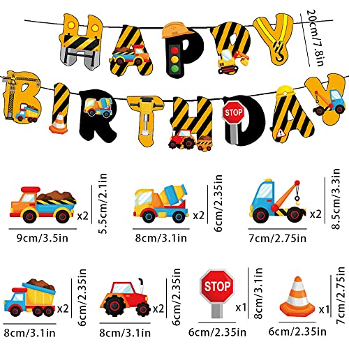Xihuimay 14Pcs Engineering Vehicle Theme Cake Topper Birthday Set Happy Birthday Banner Topper Handmade Cupcake Topper Machine Vehicle Theme Picks For Boys Girls Birthday Party Decoration #TOP6