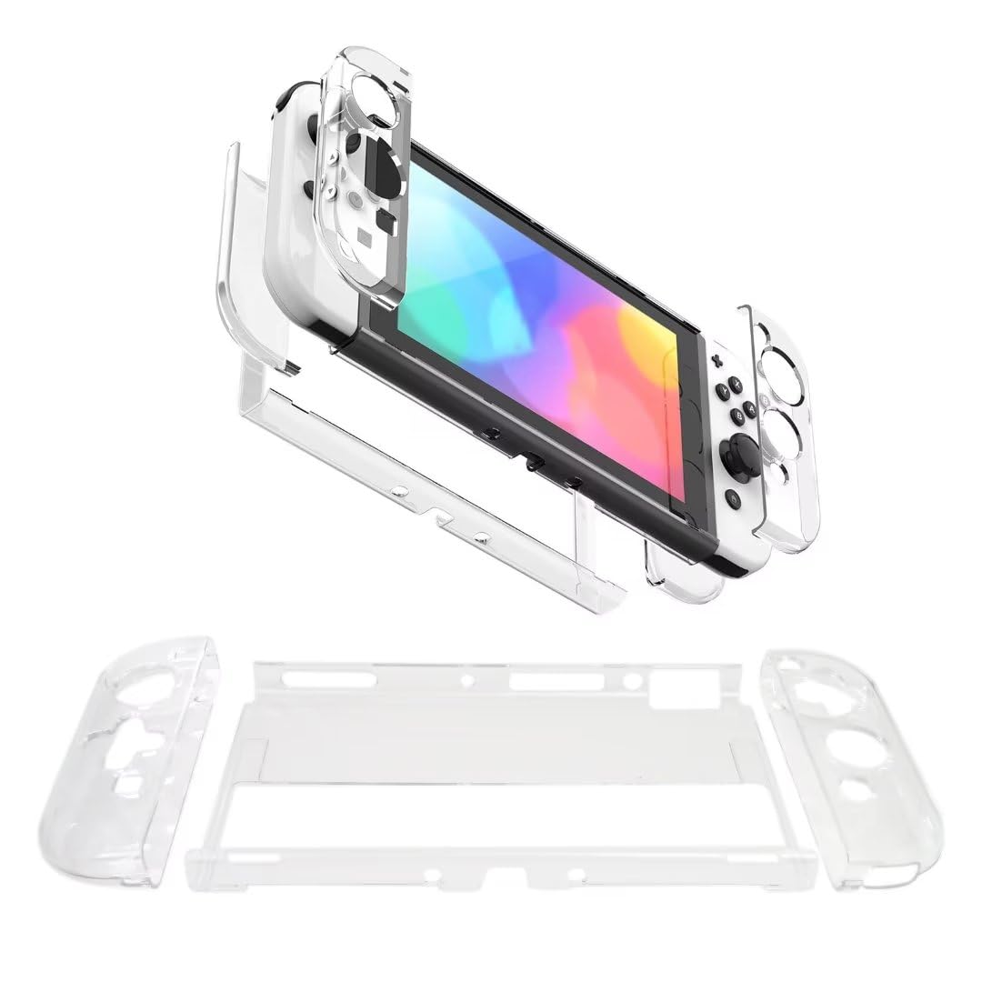 Clear Protective Hard Shell Skin Case Cover Designed for NES Switch (OLED Model) 7-Inch 2021 Release with Precise Cutouts