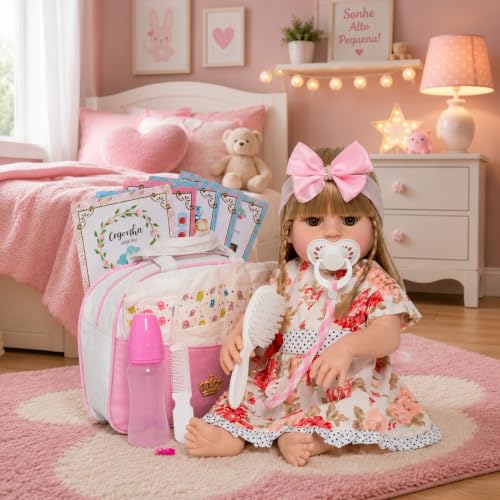 Cegonha Reborn Dolls Boneca Bebê Reborn 100% Silicone Real Loira Enxoval Completo Bege