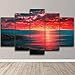 Produktbild Bilder 5 Teilig Leinwandbilder Leinwanddrucke XXL 5 Stücke Leinwand Sea Side Sunset Horizon Hd Drucke Kunstdruck Wandbilder Moderne Wohnzimmer Wohnkultu Poster 150X80cm