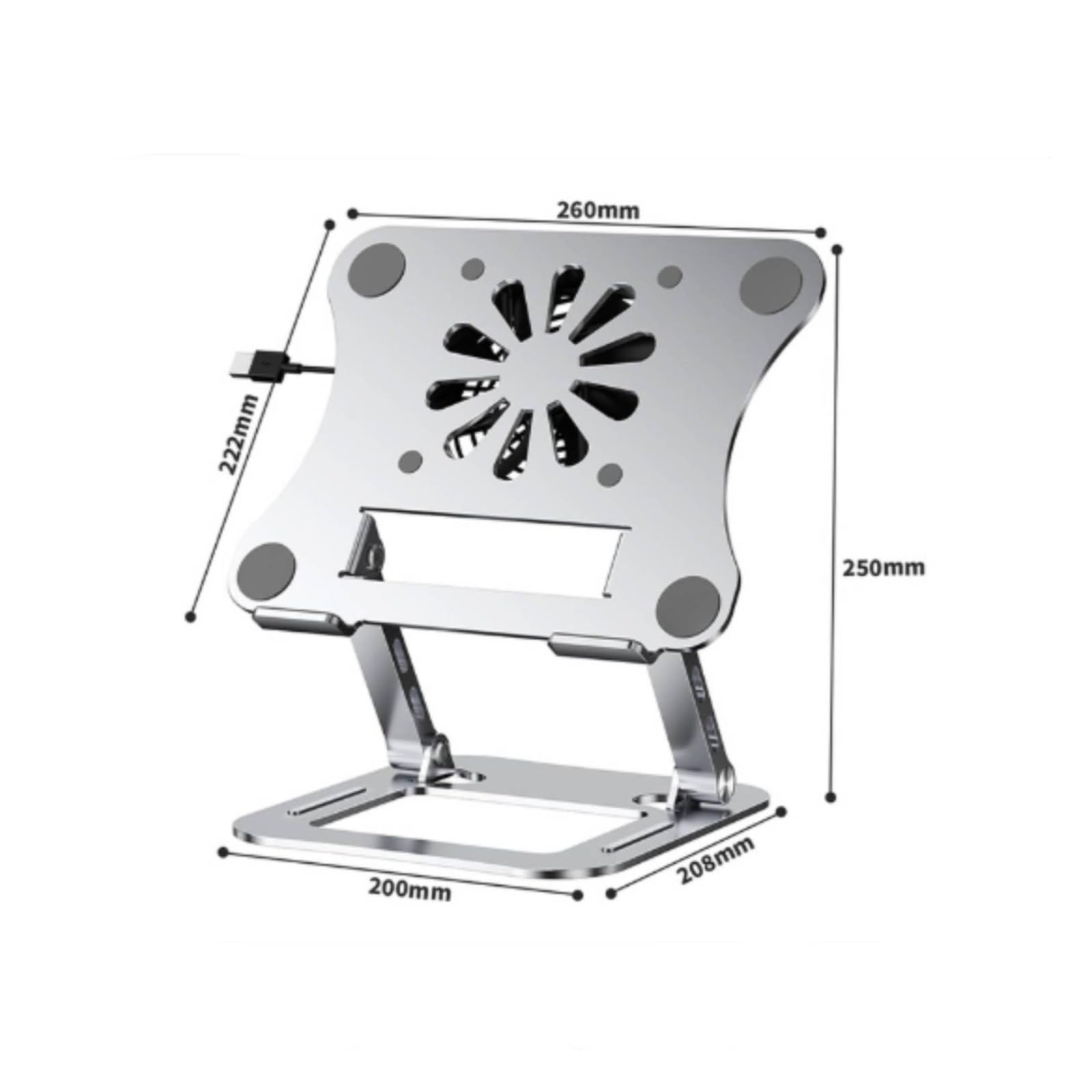 Base Elevadora para Computadora Portátil, Gris, Soporte Giratorio para Portátil con Ventilador De Refrigeración, Diseño Plegable