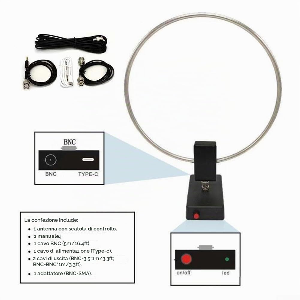 SPORTARC Antenna ad onda corta GA-800, 10 KHz-159 MHz, radio portatile ad alta frequenza, batteria al litio integrata da 2600 mAh, 5 V/1 A, 1401099421