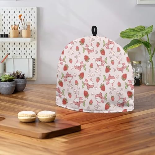 Image of Large Tea Cozy for Teapot Pink Shark Print Extra Thick Tea Pot Cover Home Kitchen Decoration Insulated Teapot Cozy Dust Kitchen Accessories for Home Daily