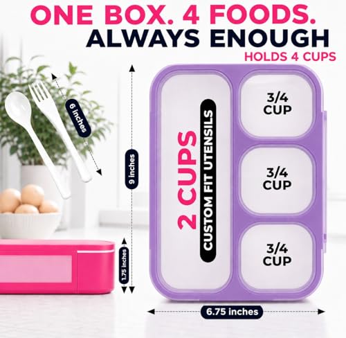 Image of kinsho Bento Box Lunch Boxes for Kids Adults with Utensils, Pink & Purple