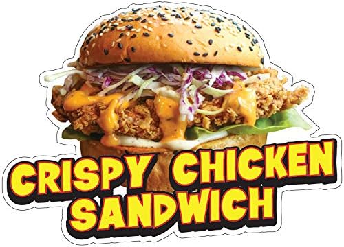 SignMission Calcomanía de sándwich de pollo crujiente de 16 pulgadas, soporte de concesión para camión de comida, tamaño
