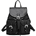 Coofit Women Soft Leather Lovely Backpack Cute Schoolbag Shoulder Bag (Black)