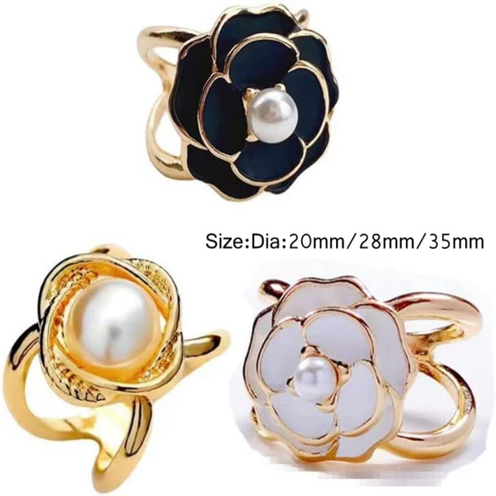 Anello Porta Sciarpa Con Fiore In Strass E Perle – Fermasciarpa In Lega, Elegante E Regalo Perfetto