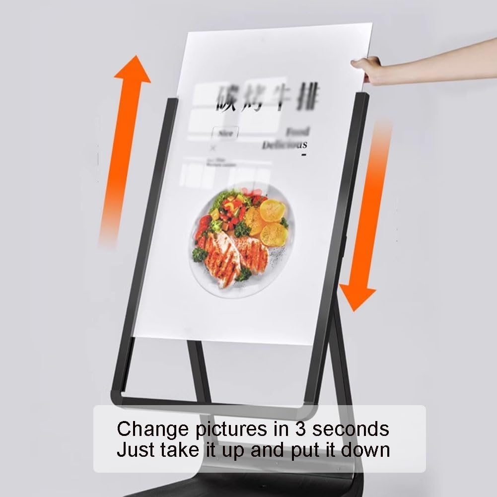 Stojak billboardowy Rama LED A-Frame Chodnik Znak krawężnika Wtyczka podłogowa LED Light Box Rama Tylko zewnętrzna tablica z menu restauracji(Nero)