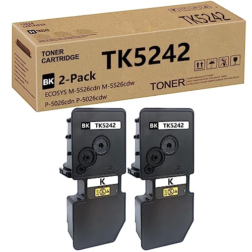Image of TK5242 TK-5242 Toner Cartridge Compatible Replacement for Kyocera TK 5242 TK-5242K 1T02R70US0 for ECOSYS P5026cdn P5026cdw M5526cdn M5526cdw Printers 4,500 Pages 2 Pack
