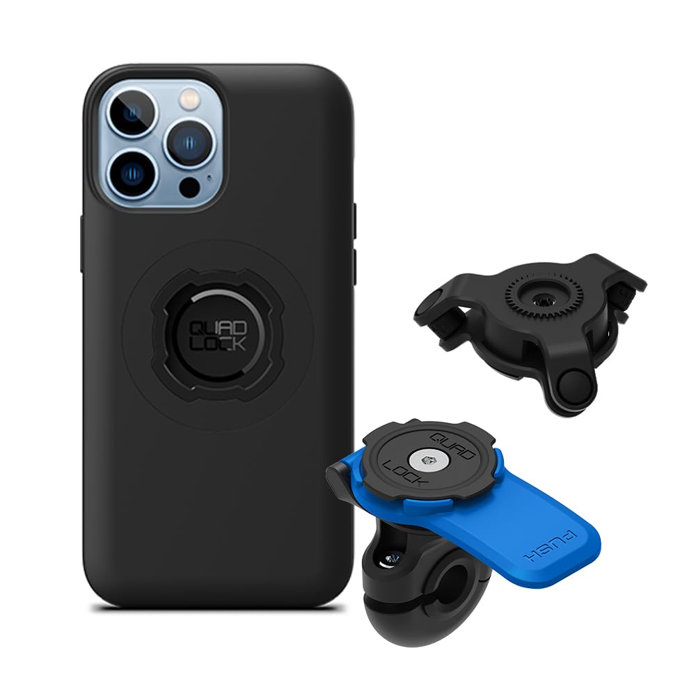 Quad Lock Mirror Motorcycle Phone Mount with Vibration Dampener and MAG Phone Case for iPhone 13 Pro Max