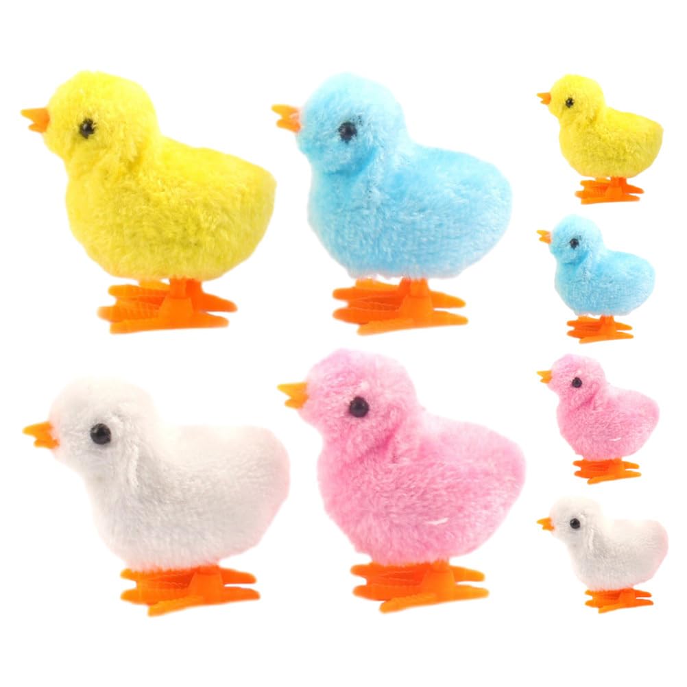 FRCOLOR Jumping Chick Wind Up Toys, Novelty Chicken Hopping Windup Toy Chicken Plush Chicks Toys for Kids Basket Stuffers