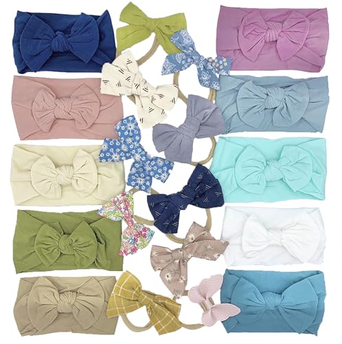 Image of DiaperSquad's Baby Girl Bow Headbands Newborn Infant Toddler 20-pack Hairbands and Bows Child Hair Accessories