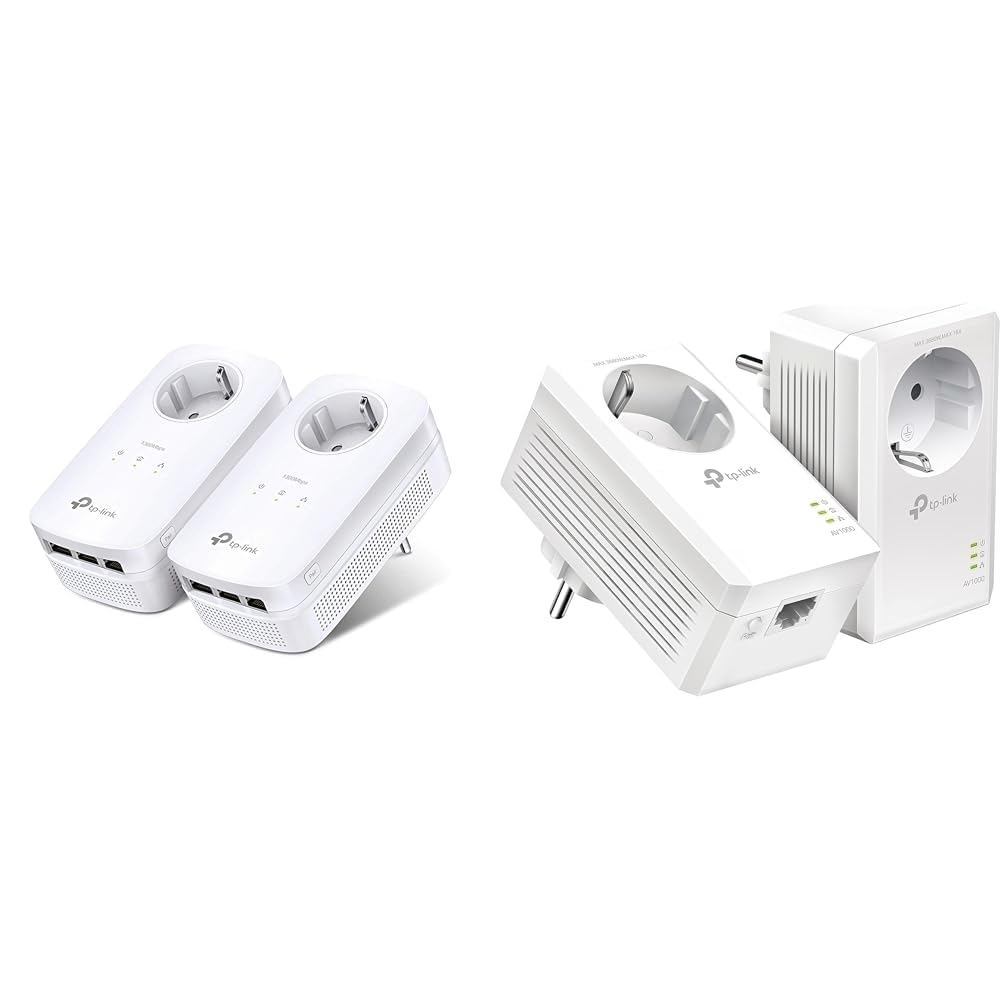 TP-Link TL-PA8030P KIT Powerline Zestaw Adapterów, Biały & TP-Link CPL 1000Mbps - idealna do korzystania z usługi Multi-TV w domu, TL-PA7017P KIT