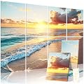 AUSLET 8 Pack Decorative Sound Absorbing Panels, Sound Absorbing Wall Art, 48" x 32" Acoustic Wall Art for Decoration, Art Acoustic Panels, Acoustic Treatment, Adhesive Included, Sunrise Beach