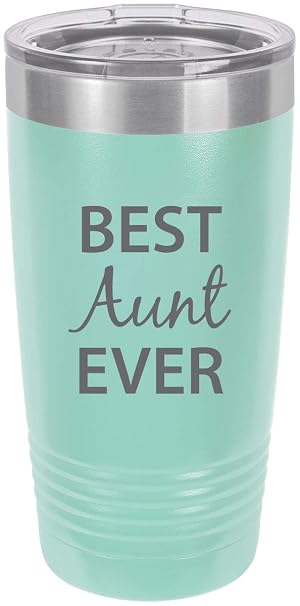 Best Aunt Ever Stainless Steel Engraved Insulated Tumbler 20 Oz Travel Coffee Mug Teal