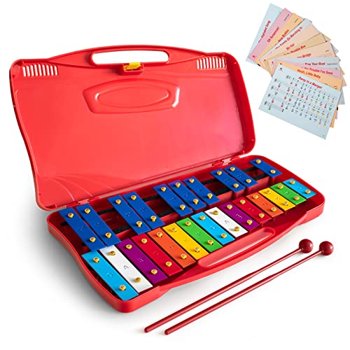 MUSICUBE Professional Glockenspiel for Kids & Adults 25-Note Well-Tuned Xylophone for Baby Toddler Orff Percussion Instrument Educational Musical Toys for Boys Girls Aged 3+ Gift Choice (G5-G7)