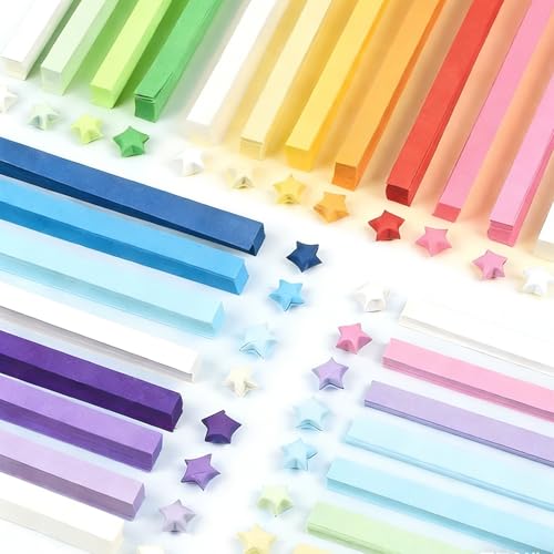 MNYXIS 1080 Streifen Origami Sterne Papierstreifen Package Origami Papier Sterne 27 Farben geeignet für Bastelarbeiten in der Schule Buntes Paper Star Strips für Bastelarbeiten(Rainbow Colors)