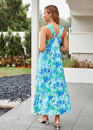 Image of GRACE KARIN Womens Summer Floral Dresses 2026 Boho Maxi Dress Flowy Halter Sundress Casual Vacation Beach Clothes with Pocket