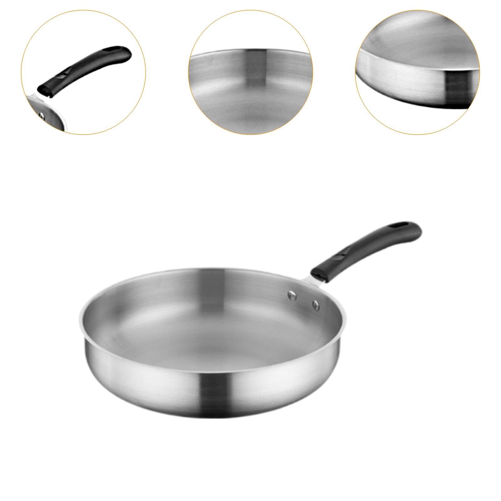 kowaku Camping Frying Pan Stainless Steel Non Stick Cookware Gift Skillet Deep Fry Pan for Outdoor Picnic Cooking Hiking Backpacking, 29.3cm