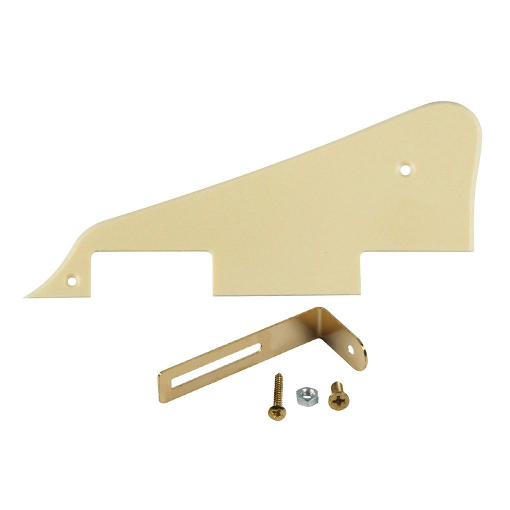 IKN Standard LP Pickguard Scratch Plate with Golden Bracket for LP Style Guitar, 1Ply Cream
