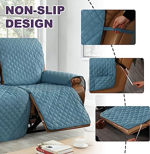 Housse de fauteuil inclinable réversible imperméable à poches pour grand canapé - 5
