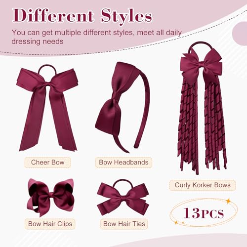 Set de accesorios para cabello escolar Burgundy 13 piezas miniatura 2