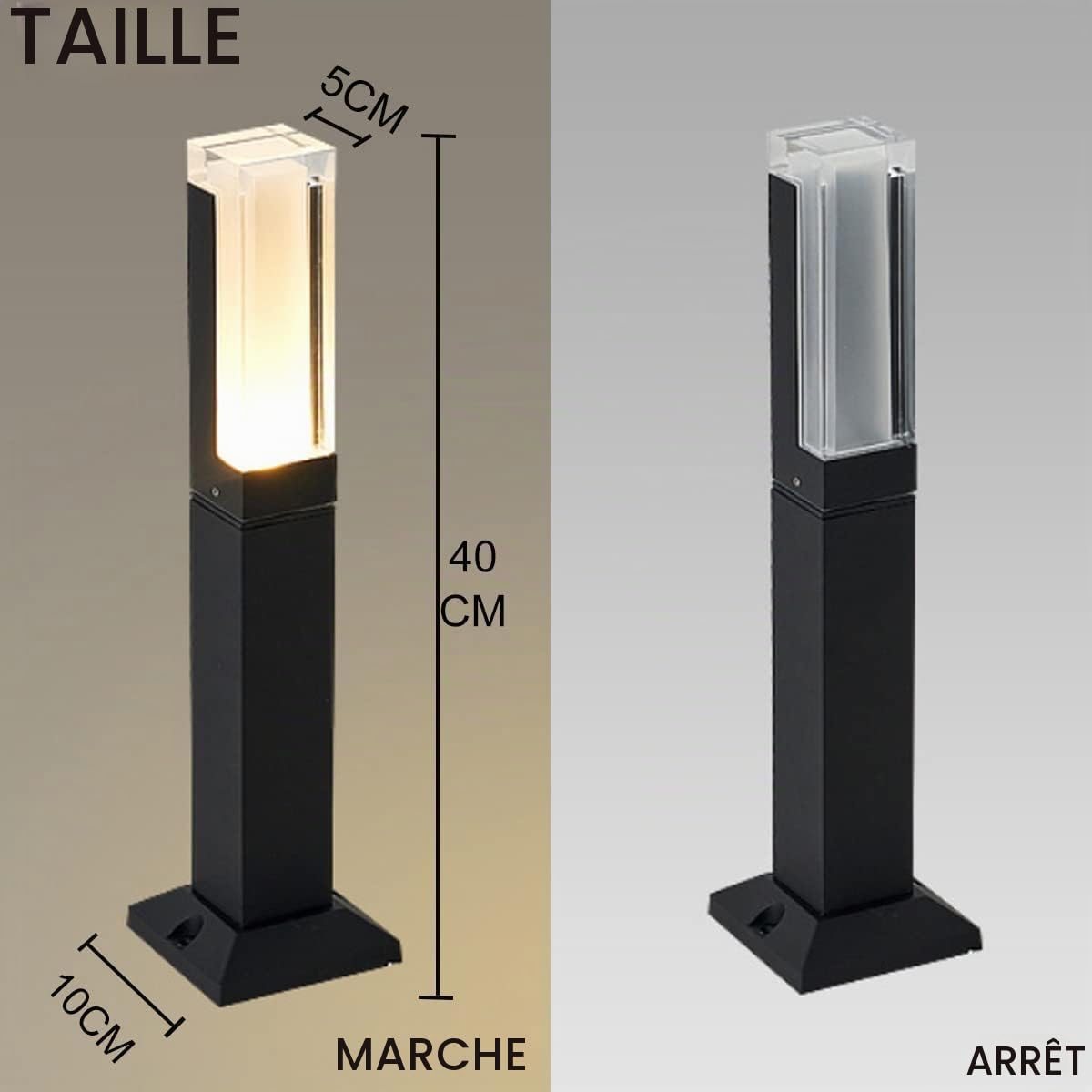 2 Pcs Potelet Eclairage Exterieur Jardin LED,6W/60cm Borne Chemins