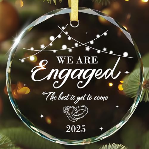 WhatSign Engagement Ornament 2025 - Engagement Gifts for Couples Glass Ornament Gift for Newly Engaged Couples Happy Wedding Gifts for Her Women Bride to Be