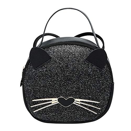 QZUnique Cat Purse for Women Cute Top Handle Shoulder Bag for Teens Girls Pu Leather Gothic Handbag Crossbody Bag
