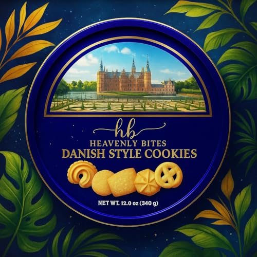 Image of Heavenly Bites Danish Style Butter Cookies in Metal Tin 12 Ounce (6 Pack)