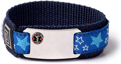 Miniatura 5 de Pulsera de identificación de alerta médica deportiva y de viaje para niños con pulsera ajustable. Grabado gratuito.