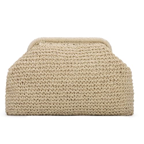 Image of Fecialy Straw Clutch Purses for Women Woven Dumpling Handbag Summer Beach Clutch Wicker Raffia Crossbody Purses