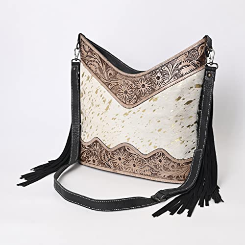 Image of Leather Cross Body Bag Purse for Woman Sling Bag Cowhide Handmade Western Shoulder Bags With Adjustable Strap 12x14 in
