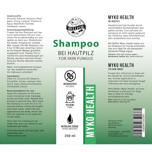 Bellfor Sparset für Hunde – Myko-Health Shampoo 250 ml & Liegeschwielen-Salbe 30 ml. Natürliche Haut- und Fellpflege, entwickelt mit Tierärzten. Geeignet für Hunde mit Juckreiz und Hautpilz.