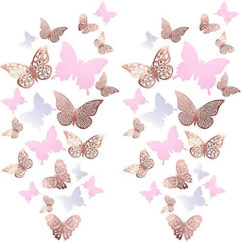 108 Pieces 3D Butterfly Wall Stickers Butterfly Wall Decals Removable Butterfly Decoration Mirror Butterfly Wall Stickers for Decor DIY Crafts Home Office Party Decoration