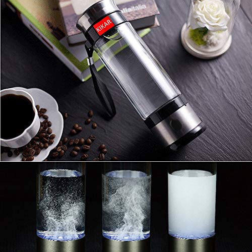 Kikar 400ml Portable Ionized Water Generator Glass Bottle Anti Aging Antioxidant Hydrogen Maker