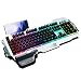 RedThunder K900 Gaming Keyboard - Mechanical Similar with Transparent Switch - RGB Backlight, Phone Holder, Hand Rest, Brushed Metal Cover, 25 Keys Anti-Ghosting - Computer Laptop PC Mac Gamer