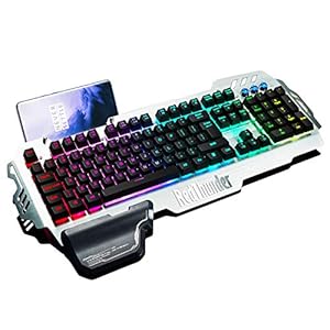RedThunder K900 Gaming Keyboard, RGB Backlit Semi-Mechanical with Wrist Rest, Water-Resistant USB Wired Hybrid Ergonomic, Teclado Gamer for Desktop Computer PC Mac PS4