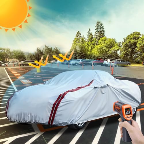 Image of Waterproof Car Covers Replace for 1997-2025 Porsche 718 Boxster /Cayman 986 /987 /981, 6 Layers All Weather Car Cover with Zipper Door & 18 Ponit Windproof Bands for Snow Rain Dust Protection