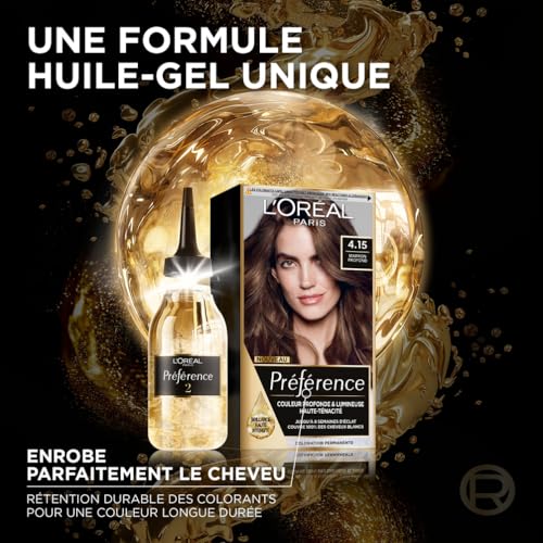 Coloration Permanente 4.15 Caracas Glacé Brillance Haute Intensité Préférence 'oreal Paris La Boîte - vue 8