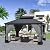 Kurapika 12' x 14' Hardtop Gazebo, Outdoor Metal Gazebo with Galvanized Steel Double Roof Canopy, Curtain and Netting, Aluminum Permanent Pavilion Gazebo for Patio, Backyard, Lawn, Grey
