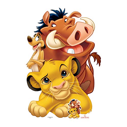 STAR CUTOUTS SC1382 Lion King Group (Simba, Timon and Pumbaa) Lifesize Cardboard Cutout Perfect for Fans, Friends, Collectors and Family Height 89cm