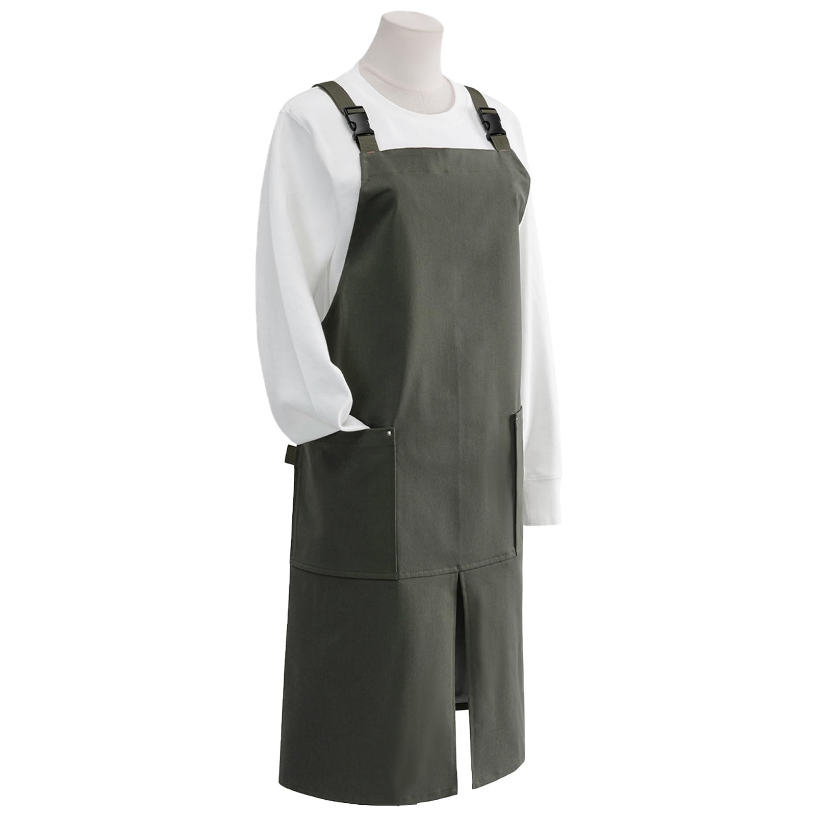 Buxuaaaa Canvas Utility Apron for Kitchen and Dining Staff with Spacious Front Pockets for Storage Waterproof Canvas Apron
